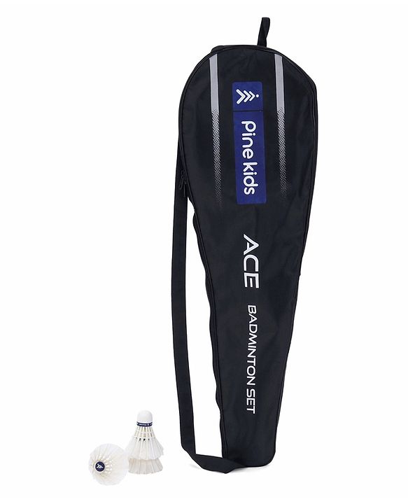 Pine Kids Badminton Set - Green & Black | Includes 2 Lightweight Rackets & 3 Shuttlecocks | Strong Frame, Easy Grip Handle | Perfect Outdoor/Indoor Sports Game for Kids.