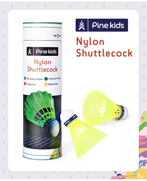 Pine Kids Premium Nylon Shuttle Pack of 6 - Yellow