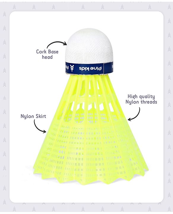 Pine Kids Premium Nylon Shuttle Pack of 6 - Yellow