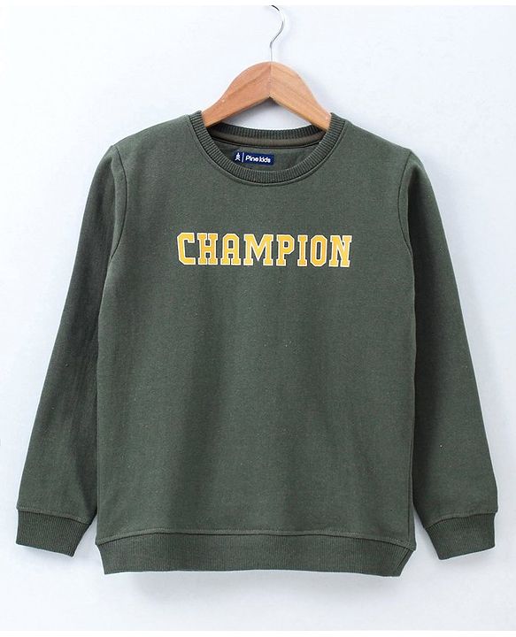 Pine Kids Full Sleeves Bio Washed Sweatshirt Text Graphic Pack of 2 - Orange & Green