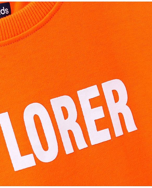 Pine Kids Full Sleeves Bio Washed Sweatshirt Text Graphic Pack of 2 - Orange & Green