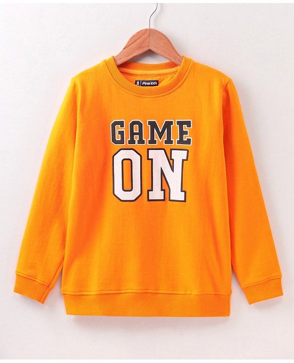 Pine Kids Full Sleeves Bio Washed Sweatshirt Text Graphic Pack of 2 - Yellow & Blue