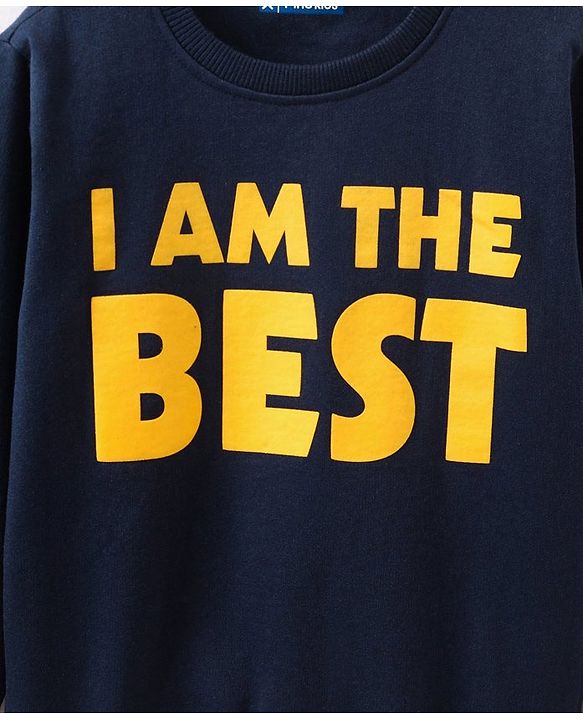 Pine Kids Full Sleeves Bio Washed Sweatshirt Text Graphic Pack of 2 - Yellow & Blue