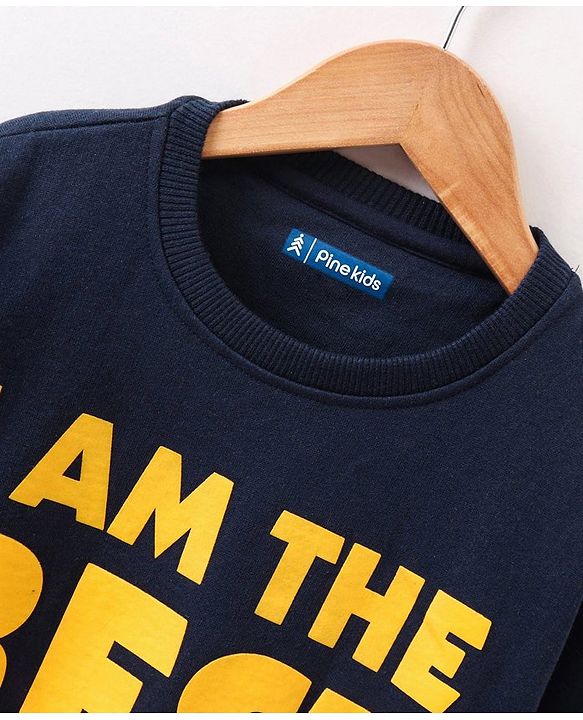 Pine Kids Full Sleeves Bio Washed Sweatshirt Text Graphic Pack of 2 - Yellow & Blue
