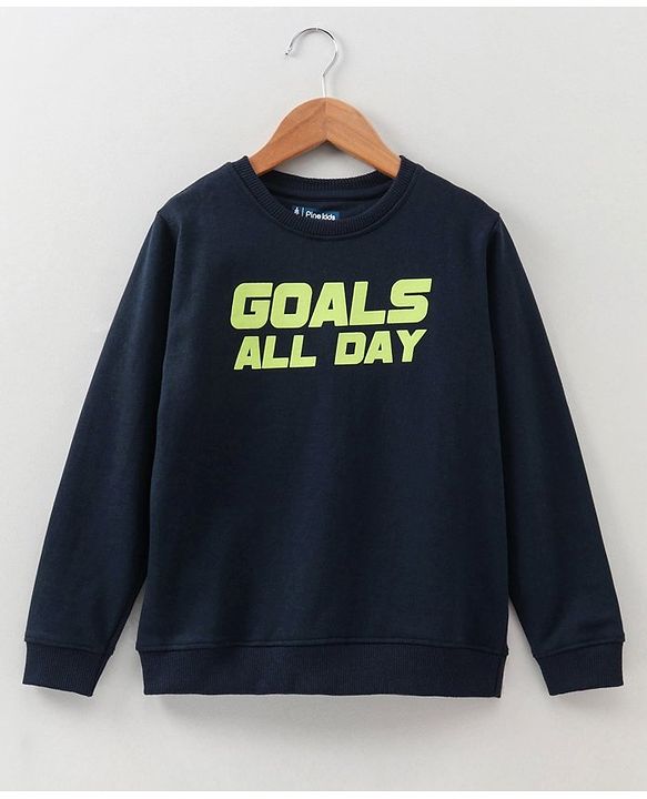 Pine Kids Full Sleeves Bio Washed Sweatshirt Football Print Pack of 2 - Aqua & Blue