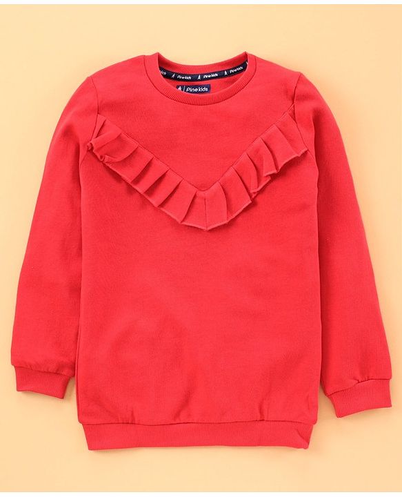 Pine Kids Full Sleeves Top & Bottomwear - Red