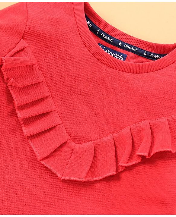 Pine Kids Full Sleeves Top & Bottomwear - Red