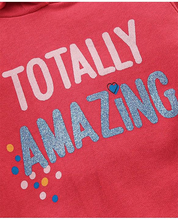 Pine Kids Full Sleeves Top & Bottomwear Set Text Print - Pink Black