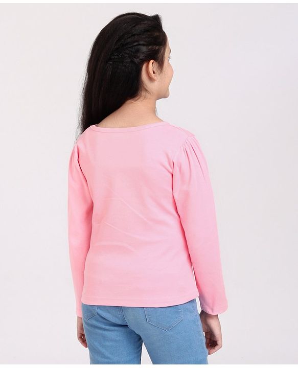 Pine Kids Full Sleeves Biowashed Top Flowers Print - Candy Pink