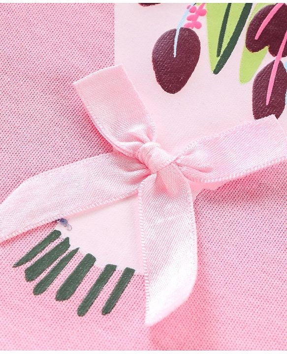 Pine Kids Full Sleeves Biowashed Top Flowers Print - Candy Pink