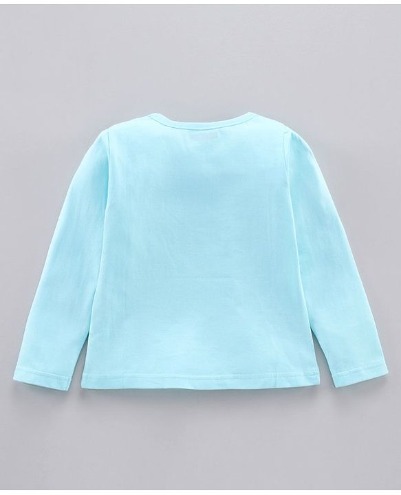 Pine Kids Full Sleeves Bio Washed T-Shirt Beanie Graphic  - Turquoise