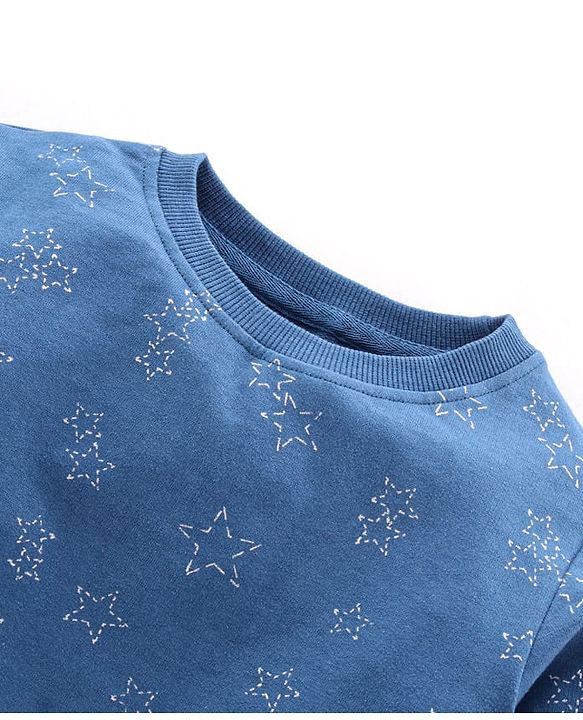 Pine Kids Full Sleeves Bio Wash Frock Printed - Blue