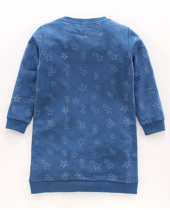 Pine Kids Full Sleeves Bio Wash Frock Printed - Blue