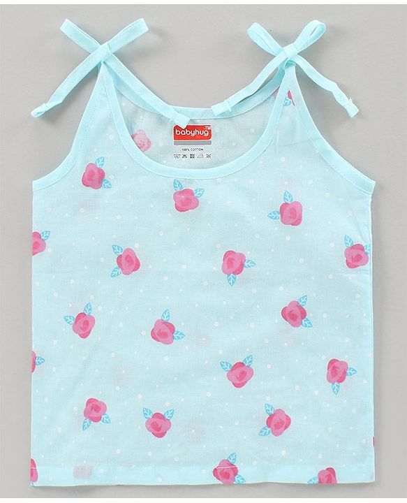 Babyhug 100% Cotton Singlet Jhablas Rose Print Pack of 3  - Multicolor