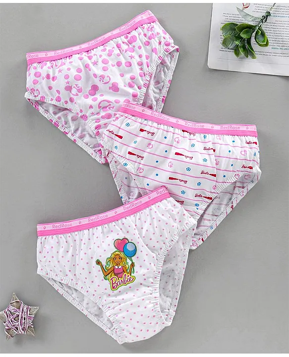 Buy Red Rose Panties Barbie Print Pack of 3(Colour May Vary) for