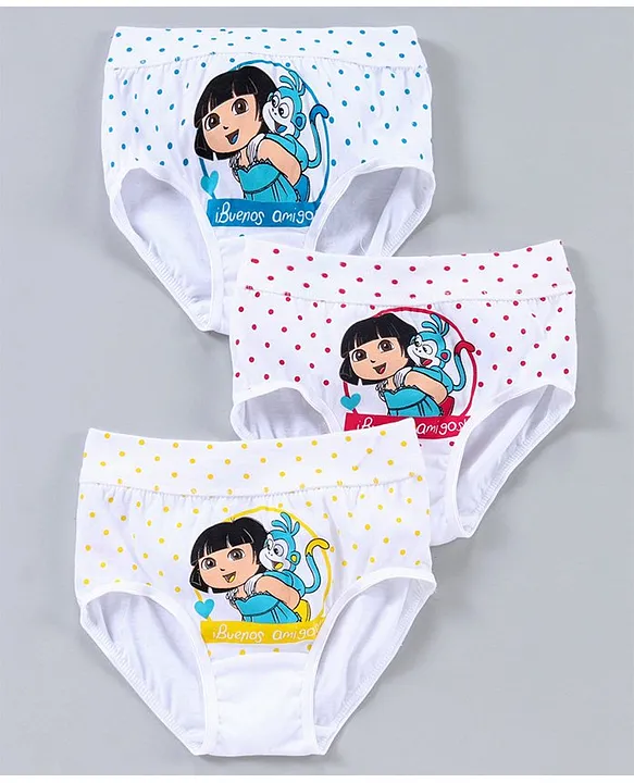 Red Rose Panties Dora The Explorer Print - Pack of 3(Colour May Vary)