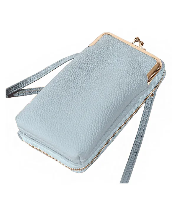 Syga PU Leather Clasp Closure Hanging Wallet Blue Online in India