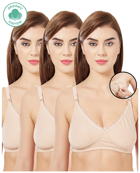 Inner Sense Pack Of 3 Organic Cotton Antimicrobial Soft Nursing Bra Beige  Online in India, Buy at Best Price from  - 10046107
