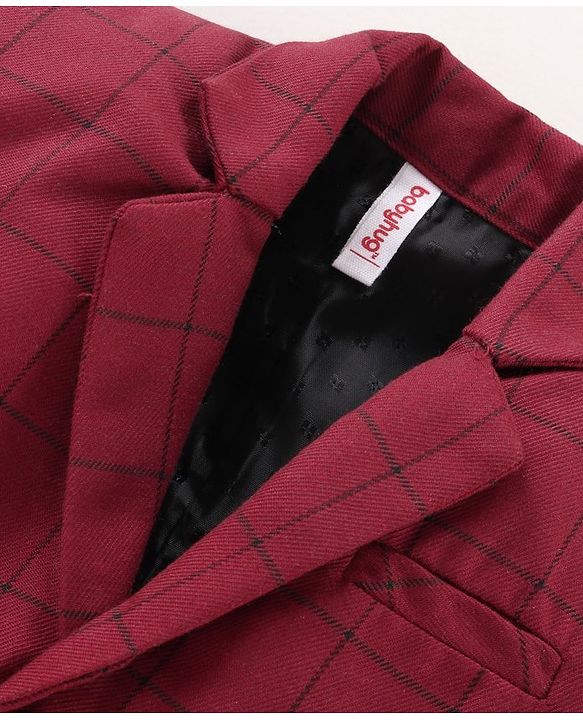 Babyhug Full Sleeves Party Wear Blazer Checks - Red