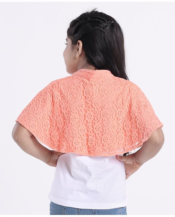 Babyhug Half Sleeves Party Wear Shrug - Peach