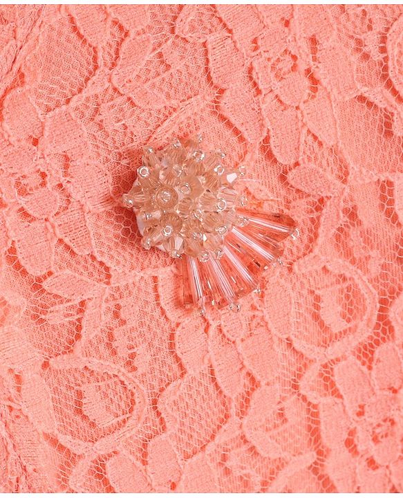 Babyhug Half Sleeves Party Wear Shrug - Peach