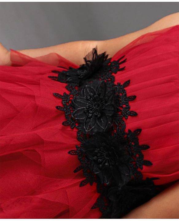 Babyhug Sleeveless Party Wear Solid Color - Red