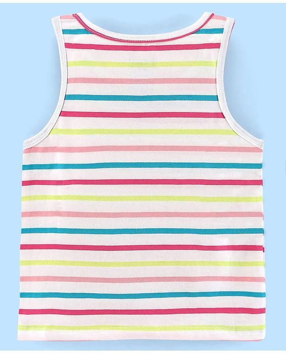 Pine Kids Cotton Sleeveless Slips Solid & Stripes Pack of 3 (Colour May Vary)