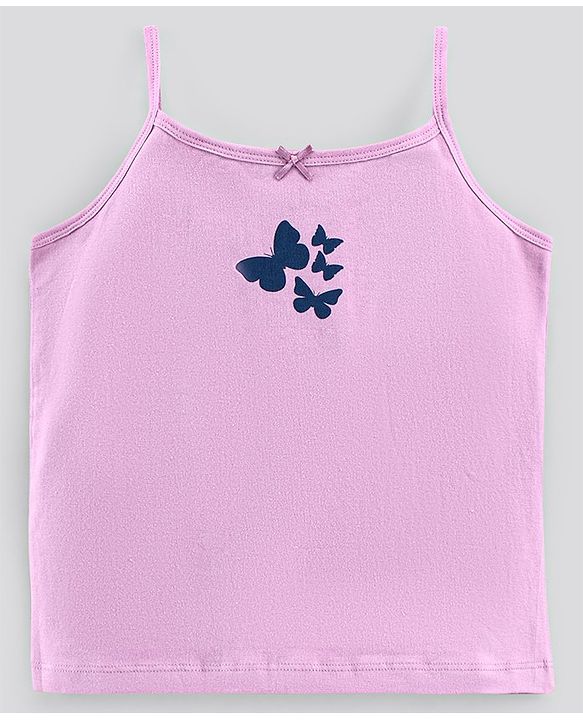 Pine Kids Sleeveless Cotton Slips Butterfly And Stripe Print Pack Of 3 (Colour May Vary)