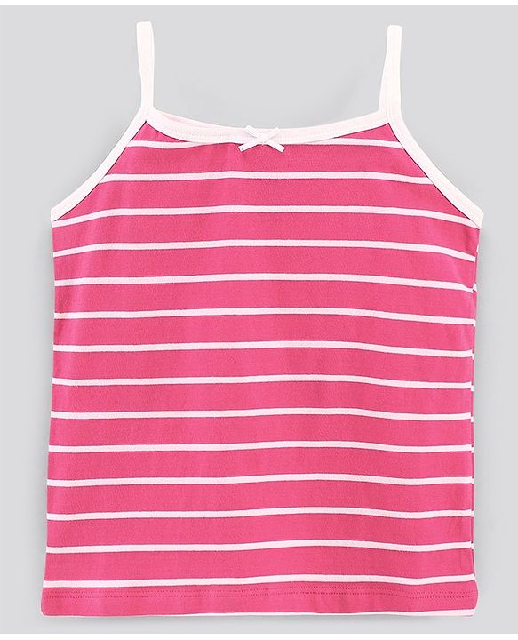 Pine Kids Sleeveless Cotton Slips Butterfly And Stripe Print Pack Of 3 (Colour May Vary)