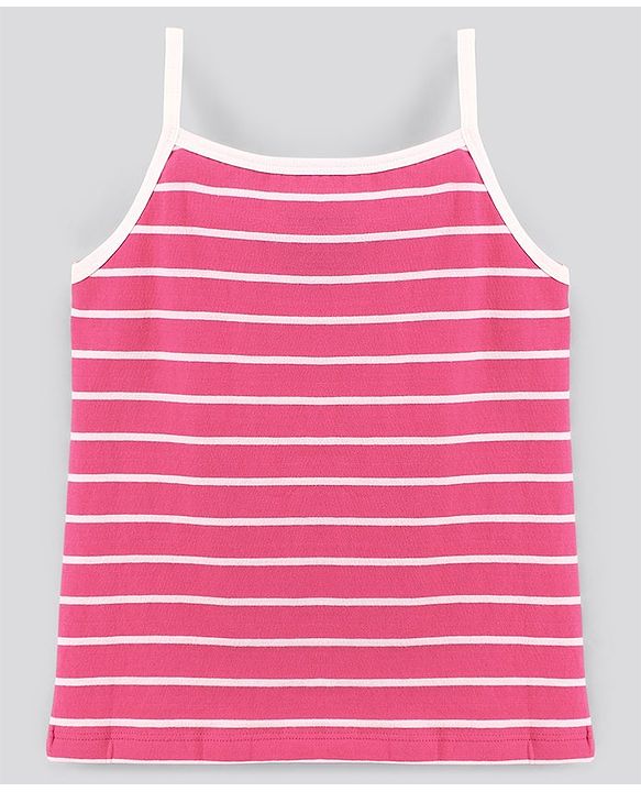 Pine Kids Sleeveless Cotton Slips Butterfly And Stripe Print Pack Of 3 (Colour May Vary)