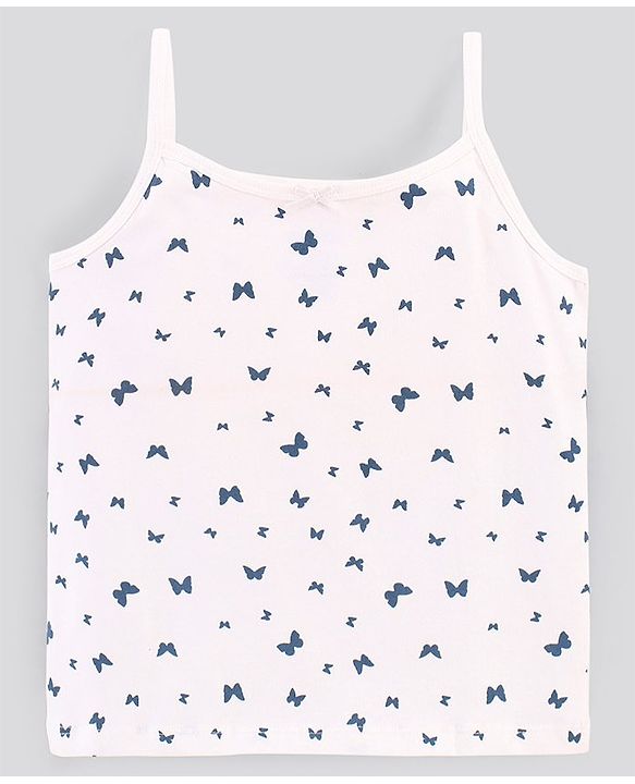 Pine Kids Sleeveless Cotton Slips Butterfly And Stripe Print Pack Of 3 (Colour May Vary)