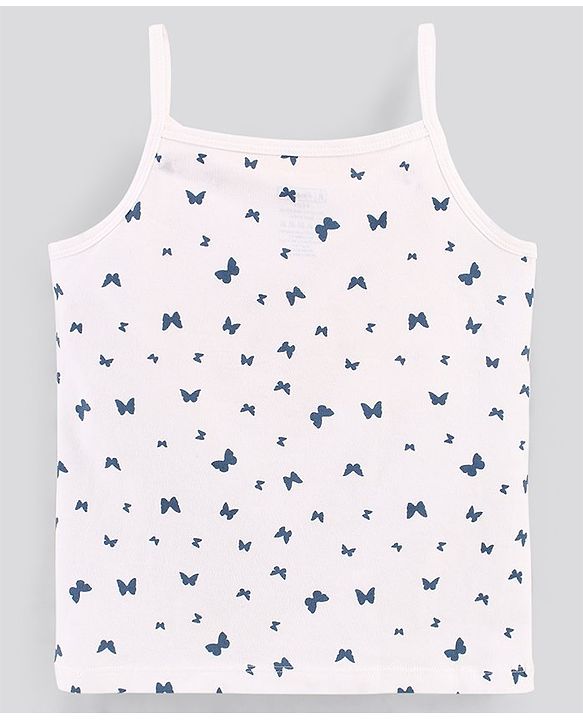 Pine Kids Sleeveless Cotton Slips Butterfly And Stripe Print Pack Of 3 (Colour May Vary)