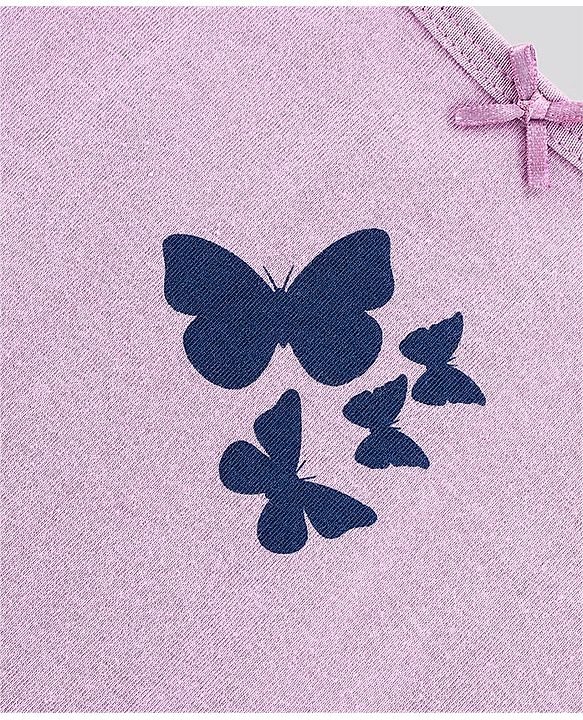 Pine Kids Sleeveless Cotton Slips Butterfly And Stripe Print Pack Of 3 (Colour May Vary)