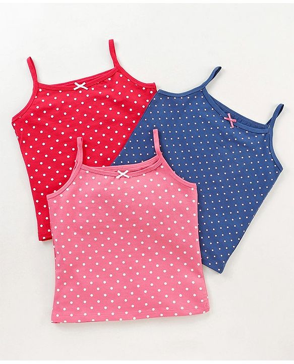 Pine Kids Sleeveless Anti Microbial Slips Pack of 3 (Color May Vary)