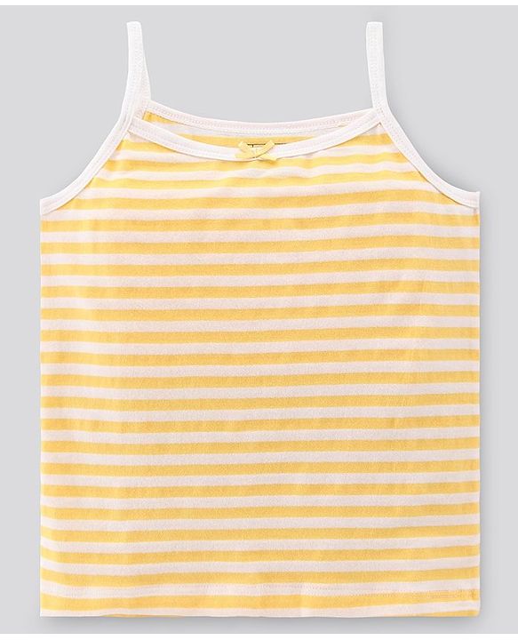 Pine Kids Singlet Anti Microbial & Biowashed Cotton Slips Striped Pattern Pack of 3 - Pink Yellow And Blue