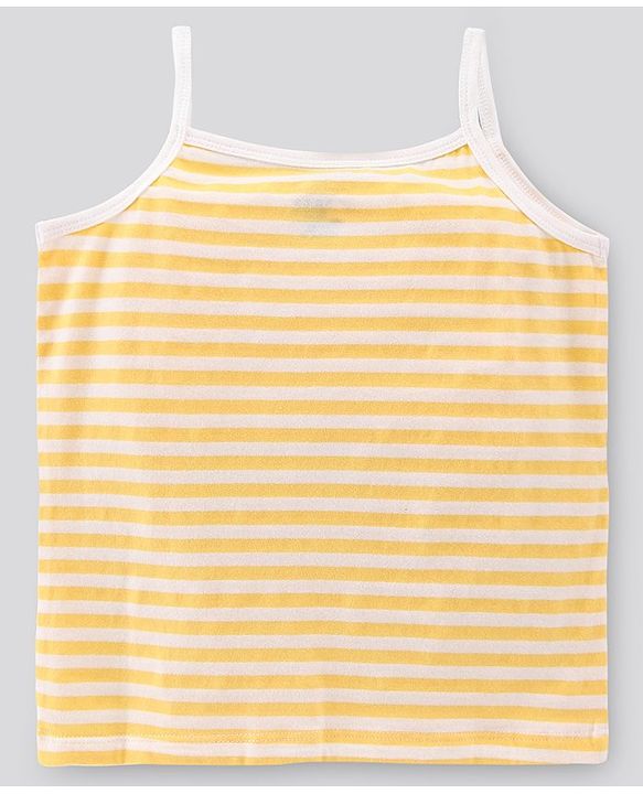 Pine Kids Singlet Anti Microbial & Biowashed Cotton Slips Striped Pattern Pack of 3 - Pink Yellow And Blue