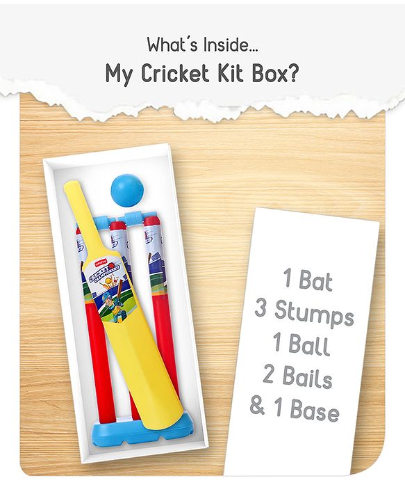 Babyhug Junior Cricket Set - Yellow & Red | Lightweight & Durable | Perfect Outdoor Play & Sports Training | Enhance Team Play & Coordination | BIS Certified