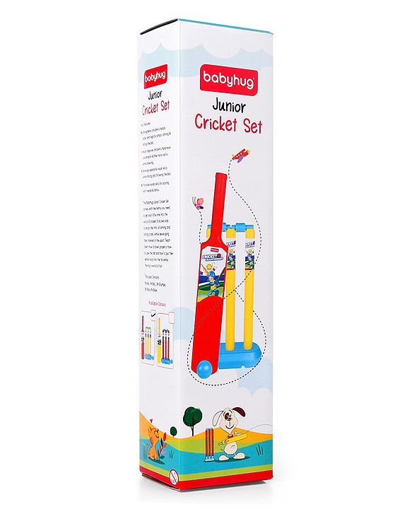 Babyhug Junior Cricket Set - Yellow & Red | Lightweight & Durable | Perfect Outdoor Play & Sports Training | Enhance Team Play & Coordination | BIS Certified