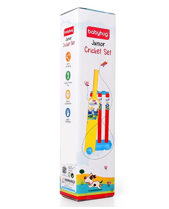 Babyhug Junior Cricket Set - Yellow & Red | Lightweight & Durable | Perfect Outdoor Play & Sports Training | Enhance Team Play & Coordination | BIS Certified