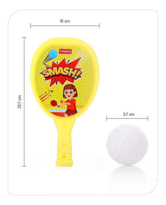 Babyhug Junior Plastic Racket Set - Yellow