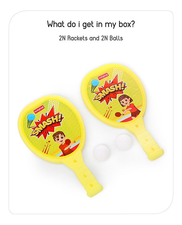 Babyhug Junior Plastic Racket Set - Yellow