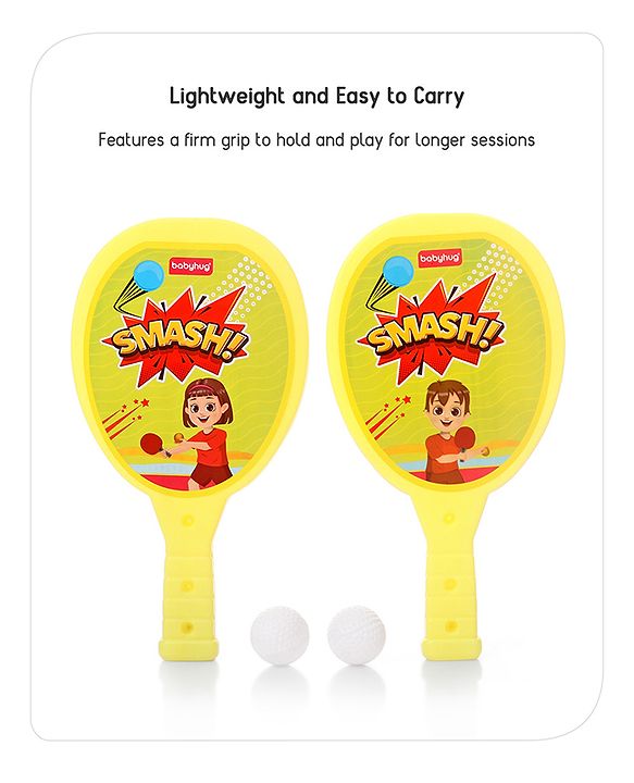 Babyhug Junior Plastic Racket Set - Yellow
