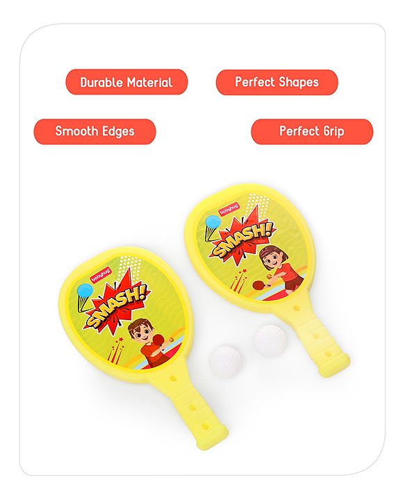 Babyhug Junior Plastic Racket Set - Yellow