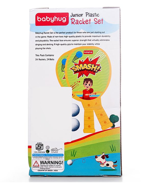 Babyhug Junior Plastic Racket Set - Yellow