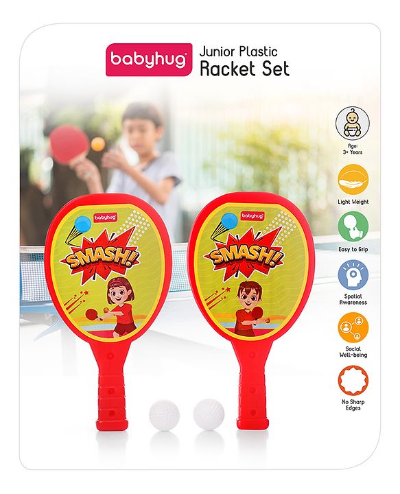 Babyhug Junior Plastic Racket Set - Yellow