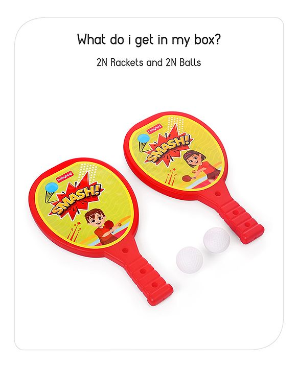 Babyhug Junior Plastic Racket Set - Yellow