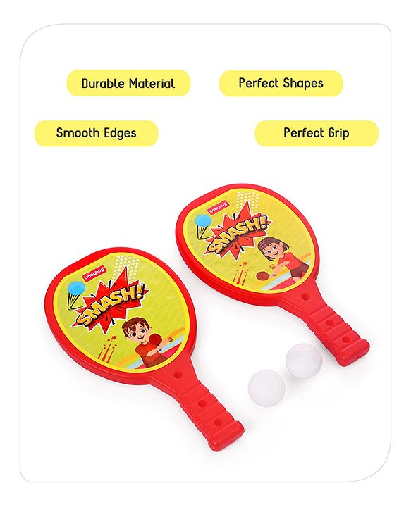 Babyhug Junior Plastic Racket Set - Yellow