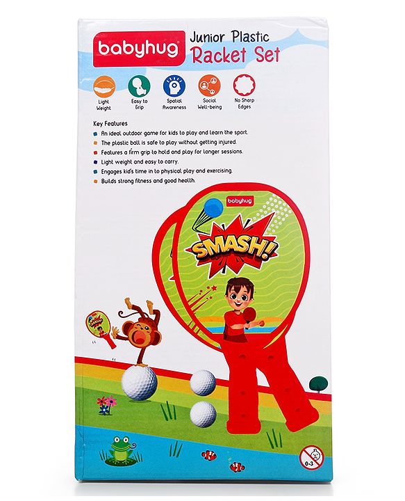 Babyhug Junior Plastic Racket Set - Yellow