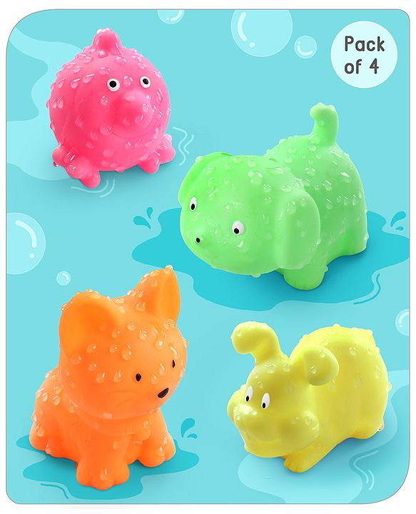 Babyhug Bath In Style Squeezy Toy Set Pet Animals Pack of 4 (Packaging May Vary)
