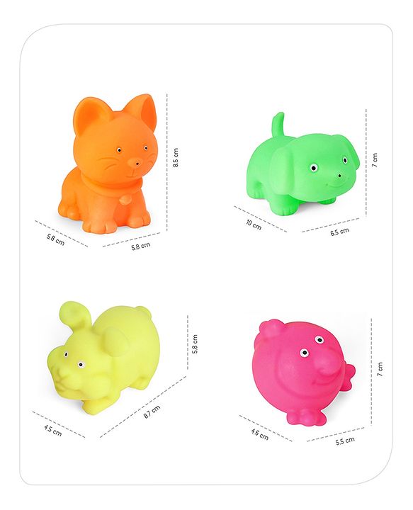 Babyhug Bath In Style Squeezy Toy Set Pet Animals Pack of 4 (Packaging May Vary)